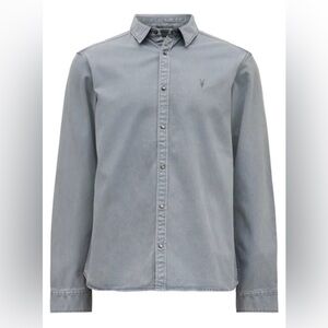 NEW ALL SAINTS heavy Staveley denim button down shirt in como blue sz XXL